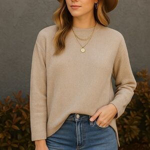 Story Beige Women's Crew Neck chunky fall Sweater